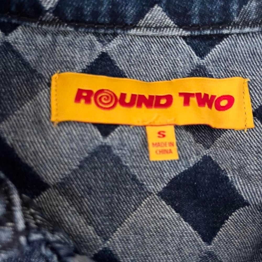 Round Two Diamond Checkerboard Denim Trucker Jacket - Picture 3 of 8
